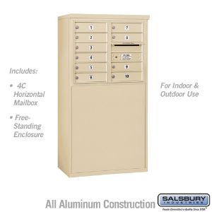 SALSBURY INDUSTRIES 3906D-10SFU Horizontal MailBox, 4C, 32.25 x 51.75 x 19 Inch Size, 10 Door, Sandstone | CE7ECD