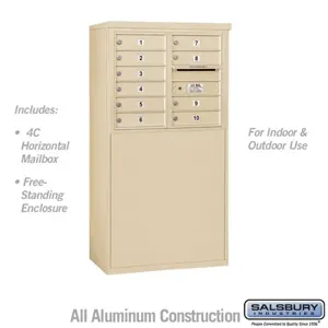 SALSBURY INDUSTRIES 3906D-10SFU Horizontal MailBox, 4C, 32.25 x 51.75 x 19 Inch Size, 10 Door, Sandstone | CE7ECD