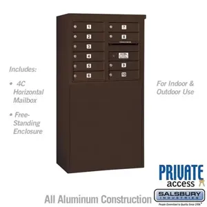 SALSBURY INDUSTRIES 3906D-10ZFP Standard Horizontal MailBox, 4C, 32.25 x 51.75 x 19 Inch Size, 10 Door, Bronze | CE7ECA