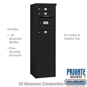 SALSBURY INDUSTRIES 3906S-03BFP Standard Horizontal MailBox, 4C, 17.5 x 51.75 x 19 Inch Size, 6 Door High, Black | CE7ECG