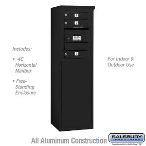 SALSBURY INDUSTRIES 3906S-03BFU Standard Horizontal MailBox, 4C, 17.5 x 51.75 x 19 Inch Size, 6 Door High, Black | CE7ECH
