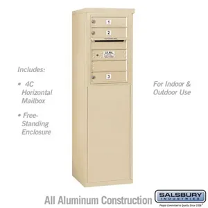 SALSBURY INDUSTRIES 3906S-03SFU Standard Horizontal MailBox, 4C, 17.5 x 51.75 x 19 Inch Size, 6 Door High | CE7ECM