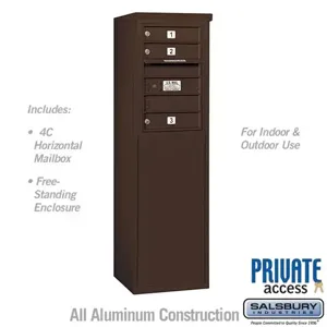 SALSBURY INDUSTRIES 3906S-03ZFP Horizontal MailBox, 4C, 17.5 x 51.75 x 19 Inch Size, 6 Door High, Bronze | CE7ECJ