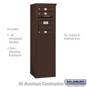 SALSBURY INDUSTRIES 3906S-03ZFU Horizontal MailBox, 4C, 17.5 x 51.75 x 19 Inch Size, 6 Door High, Bronze | CE7ECK