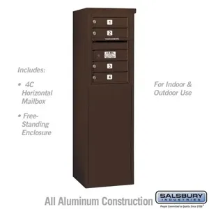 SALSBURY INDUSTRIES 3906S-04ZFU Horizontal MailBox, 4C, 17.5 x 51.75 x 19 Inch Size, 6 Door High, Bronze | CE7ECU