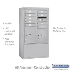 SALSBURY INDUSTRIES 3910D-09 Standard Horizontal MailBox, 4C, 32.25 x 52.75 x 19 Inch Size, 10 Door High | CE7HAB