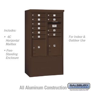 SALSBURY INDUSTRIES 3910D-10ZFU Standard Horizontal MailBox, 4C, 32.25 x 52.75 x 19 Inch Size, 10 Door, Bronze | CE7XRG