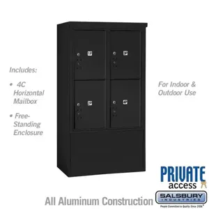 SALSBURY INDUSTRIES 3910D-4PBFP Outdoor Parcel Locker, 32.25 x 52.75 x 19 Inch Size, 10 Door High, Black | CE7XTD