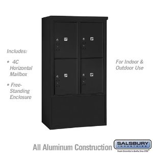 SALSBURY INDUSTRIES 3910D-4PBFU Outdoor Parcel Locker, 32.25 x 52.75 x 19 Inch Size, 10 Door High, Black | CE7XTE