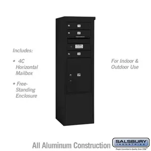 SALSBURY INDUSTRIES 3910S-03BFU Horizontal MailBox, 4C, 17.5 x 65.75 x 19 Inch Size, 10 Door High, Black | CE7XRM