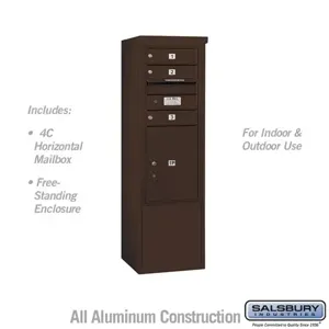 SALSBURY INDUSTRIES 3910S-03ZFU Standard Horizontal MailBox, 4C, 17.5 x 65.75 x 19 Inch Size, 10 Door, Bronze | CE7XRP