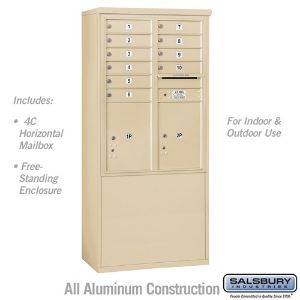 SALSBURY INDUSTRIES 3911D-10SFU Horizontal MailBox, 4C, 32.25 x 69.25 x 19 Inch Size, 10 Door, Sandstone | CE7XYE