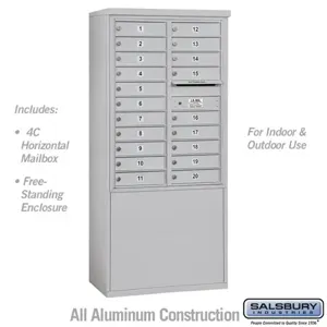 SALSBURY INDUSTRIES 3911D-20AFU Standard Horizontal MailBox, 4C, 32.25 x 69.25 x 19 Inch Size, 11 Door High | CE7XYQ