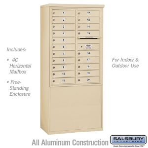 SALSBURY INDUSTRIES 3911D-20SFU Standard Horizontal MailBox, 4C, 32.25 x 69.25 x 19 Inch Size, 11 Door High | CE7XYX