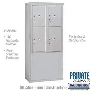 SALSBURY INDUSTRIES 3911D-4PAFP Horizontal Parcel Locker, 11 Door High, Aluminium, Free Standing | CE7XZZ