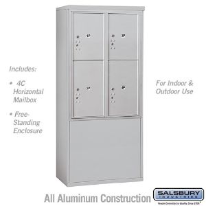 SALSBURY INDUSTRIES 3911D-4P Standard Horizontal MailBox, 4C, 32.25 x 69.25 x 19 Inch Size, 11 Door High | CE7HBF