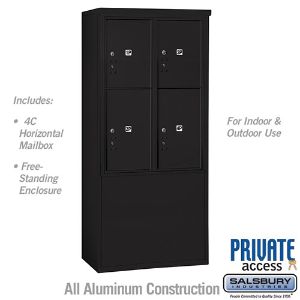 SALSBURY INDUSTRIES 3911D-4PBFP Outdoor Parcel Locker, 32.25 x 69.25 x 19 Inch Size, With Private Access, Black | CE7YAB