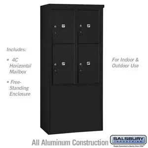 SALSBURY INDUSTRIES 3911D-4PBFU Outdoor Parcel Locker, 32.25 x 69.25 x 19 Inch Size, 11 Door High, Black | CE7YAC