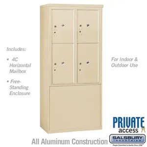 SALSBURY INDUSTRIES 3911D-4PSFP Outdoor Parcel Locker, 32.25 x 69.25 x 19 Inch Size, With Private Access | CE7YAF