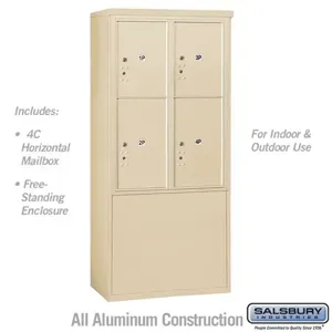 SALSBURY INDUSTRIES 3911D-4PSFU Outdoor Parcel Locker, 32.25 x 69.25 x 19 Inch Size, 11 Door High, Sandstone | CE7YAG