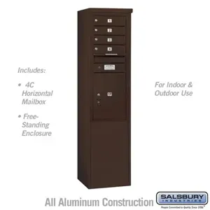 SALSBURY INDUSTRIES 3911S-04ZFU Horizontal MailBox, 4C, 17.5 x 69.2 x 19 Inch Size, 11 Door High, Bronze | CE7XZD