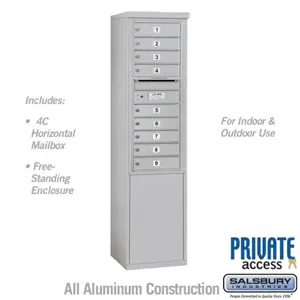 SALSBURY INDUSTRIES 3911S-09AFP Horizontal Mailbox, 11 Door High, Aluminium, Free Standing | CE7XZG