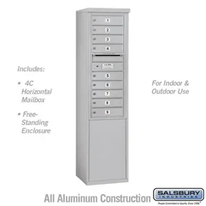 SALSBURY INDUSTRIES 3911S-09AFU Horizontal Mailbox, 11 Door High, Aluminium, Free Standing | CE7XZH