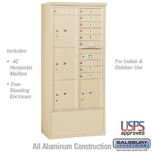 SALSBURY INDUSTRIES 3916D-10SFU Standard Horizontal MailBox, 4C, 32.25 x 72 x 19 Inch Size, 10 Door, Sandstone | CE7HGT