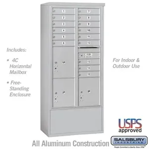 SALSBURY INDUSTRIES 3916D-15 Standard Horizontal MailBox Unit, 32.25 x 72 x 19 Inch Size, Free Standing | CE7HBW