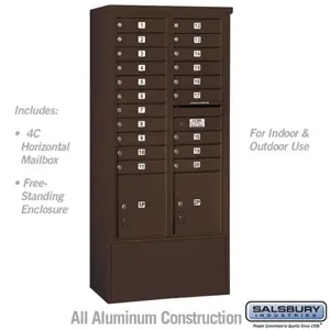 SALSBURY INDUSTRIES 3916D-20ZFU Standard Horizontal MailBox, 4C, 32.25 x 72 x 19 Inch Size, Bronze | CE7HHM