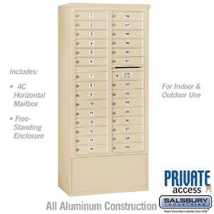 SALSBURY INDUSTRIES 3916D-29SFP Standard Horizontal MailBox, 4C, 32.25 x 72 x 29 Inch Size, With Private Access | CE7HHU