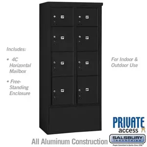 SALSBURY INDUSTRIES 3916D-8PBFP Outdoor Parcel Locker, 32.25 x 72 x 19 Inch Size, With Private Access, Black | CE7HJW