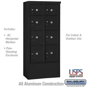 SALSBURY INDUSTRIES 3916D-8PBFU Horizontal Parcel Locker, 32.25 x 72 x 19 Inch Size, Black | CE7HJX