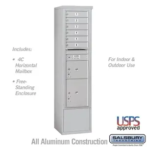 SALSBURY INDUSTRIES 3916S-06AFU Standard Horizontal MailBox, 4C, 17.5 x 72 x 19 Inch Size, Free Standing | CE7HHW