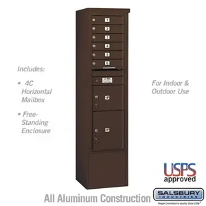 SALSBURY INDUSTRIES 3916S-06ZFU Standard Horizontal MailBox, 4C, 17.5 x 72 x 19 Inch Size, Bronze | CE7HJA