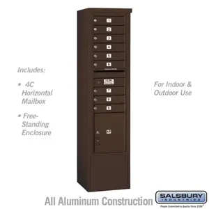 SALSBURY INDUSTRIES 3916S-09ZFU Standard Horizontal MailBox, 4C, 17.5 x 72 x 19 Inch Size, Bronze | CE7HJJ