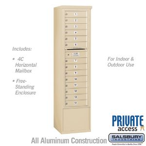 SALSBURY INDUSTRIES 3916S-14SFP Standard Horizontal MailBox, 4C, 17.5 x 72 x 19 Inch Size, With Private Access | CE7HGX