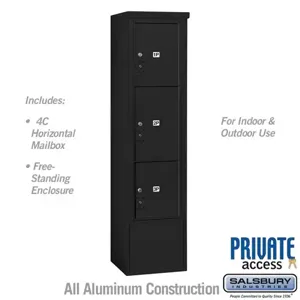 SALSBURY INDUSTRIES 3916S-3PBFP Outdoor Parcel Locker, 17.5 x 72 x 19 Inch Size, With Private Access, Black | CE7HJP