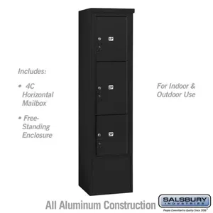 SALSBURY INDUSTRIES 3916S-3PBFU Horizontal Parcel Locker, 17.5 x 72 x 19 Inch Size, Black | CE7HJQ