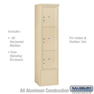 SALSBURY INDUSTRIES 3916S-3PSFU Horizontal Parcel Locker, 17.5 x 72 x 19 Inch Size, Sandstone | CE7HJV