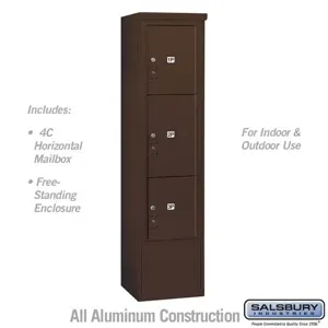 SALSBURY INDUSTRIES 3916S-3PZFU Horizontal Parcel Locker, 17.5 x 72 x 19 Inch Size, Bronze | CE7HJT