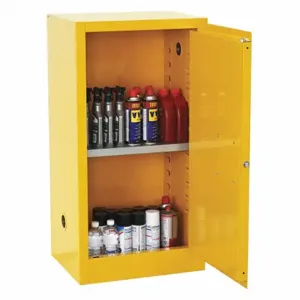 SANDUSKY LEE SC12F Fla mmables Safety Cabinet, 12 gal, 0 Drum Capacity, Yellow, 12 gal Drums | CT9TFK 43NF89