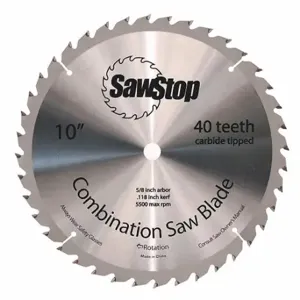 SAWSTOP CNS-07-148 Circular Saw Blade, 10 Inch Blade Dia, 40 Teeth, 0.125 Inch Cut Width | CT9XAK 46AC86