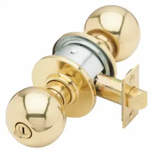 SCHLAGE A40S ORB 605 Knob Lockset, 2, A Orbit, Bright Brass | CT9ZKZ 36Z009