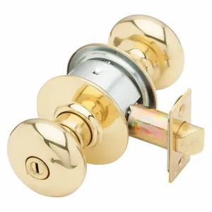 SCHLAGE A40S PLY 605 Knob Lockset, 2, A Plymouth, Bright Brass | CT9ZLC 36Z012