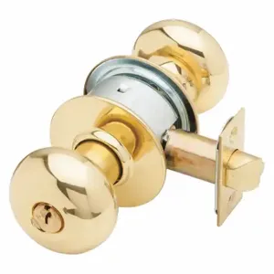 SCHLAGE A80PD PLY 605 C123 Knob Lockset, 2, A Plymouth, Bright Brass, Different | CT9ZLD 36Z024