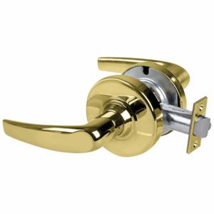 SCHLAGE ALX10 ATH 605 Door Lever Lockset, Grade 2, Curved Lever, Bright Brass, Non Keyed | CT9YBB 793NH0