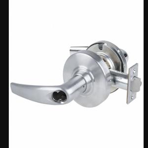 SCHLAGE ALX80J ATH 626 Door Lever Lockset, Grade 2, Curved Lever, Satin Chrome, Less Cylinder, Non Keyed, Lever | CT9YBE 793NL5