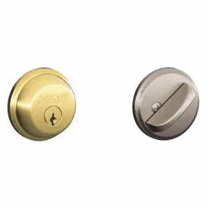 SCHLAGE B60N 505X619 Deadbolt, 1, Bright Brass/Satin Nickel, C, Different | CT9XGM 457F78