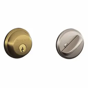 SCHLAGE B60N 609X619 Deadbolt, 1, Antique Brass/Satin Nickel, C, Different | CT9XGB 457F79